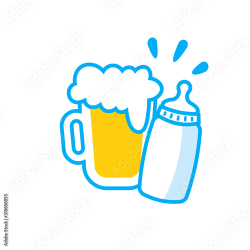 Beer and diaper party. Clipart image isolated on white background