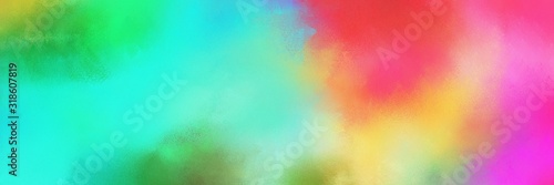 colorful vibrant aged horizontal texture background with tan, turquoise and mulberry color