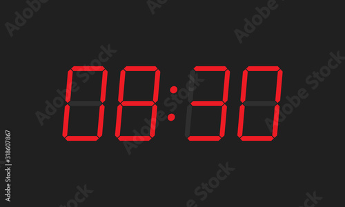 Digital closeup clock displaying 8:30
