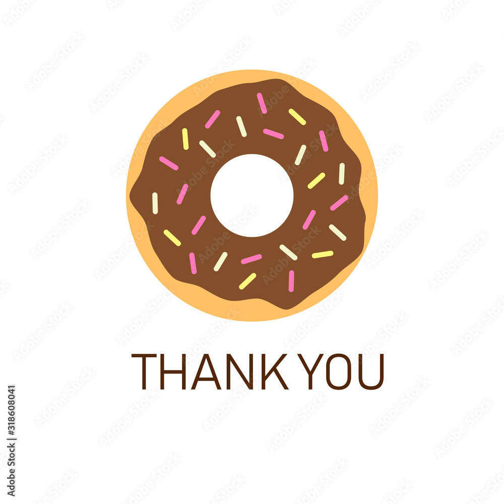 Donut Thank You icon. Clipart image isolated on white background Stock