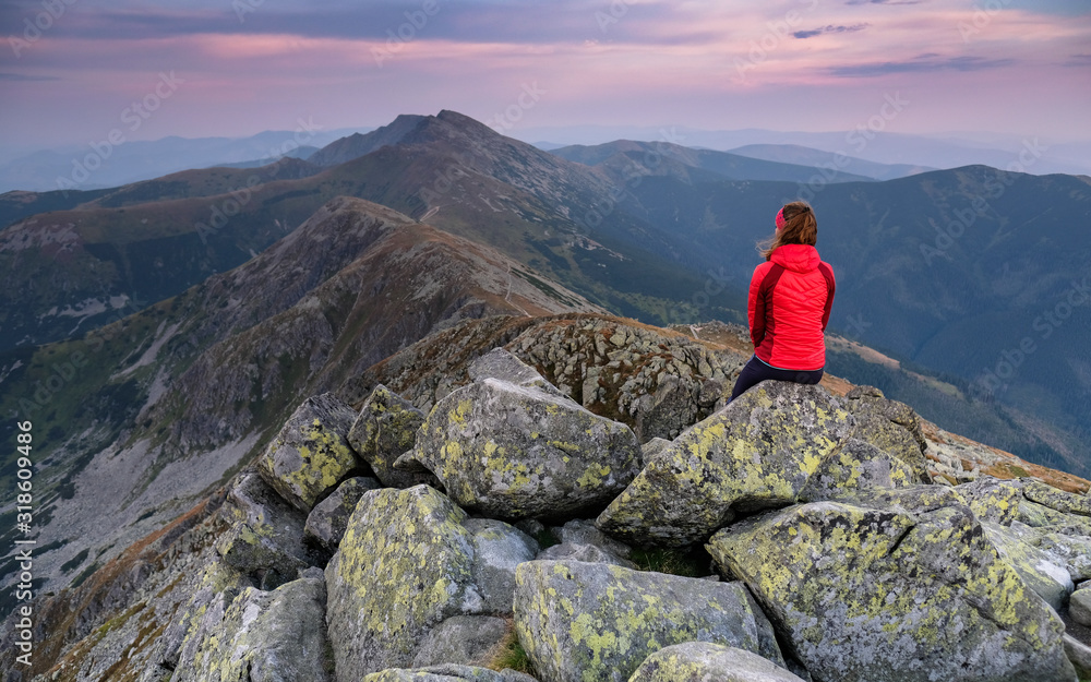 woman in the mountain ridge