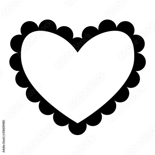 Scalloped heart frame. Clipart image isolated on white background