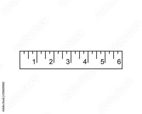 School 6 inch ruler outline icon. Clipart image isolated on white background