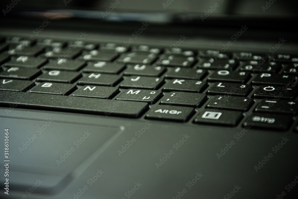 laptop keyboard in close-up in selective focus laptop keyboard in close-up in selective focus
