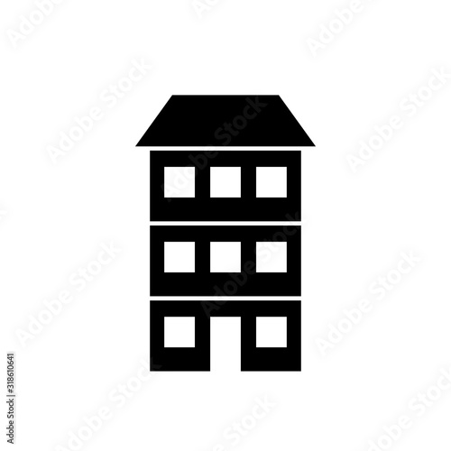 Three story house glyph icon. Clipart image isolated on white background
