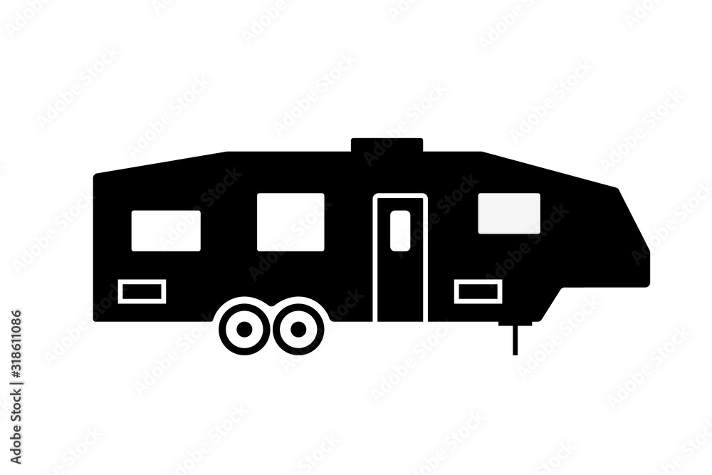 Trailer Fifth wheel silhouette icon. Clipart image isolated on white ...