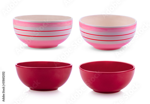 set of ceramic bowl isolated on white