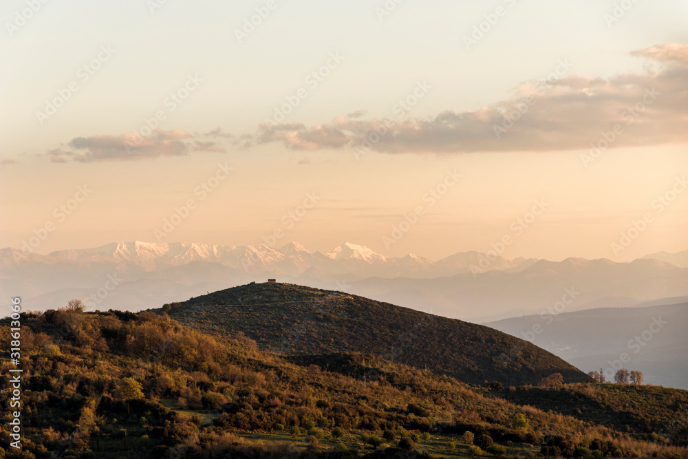 Andritsaina, Greece. Sunrise over the mountains of this inner region of the Peloponnese
