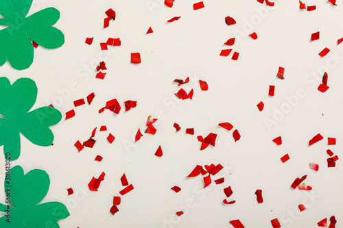 Happy Saint Patrick's mockup of  shamrock clover leaves with copy space 