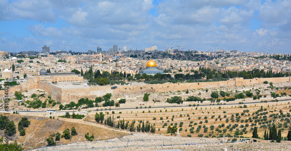 Vue Panoramique Jérusalem Mont des Oliviers Israël