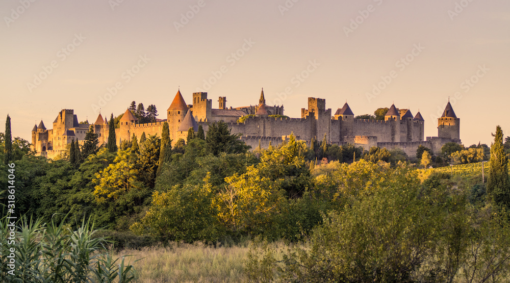 Carcassonne bei Sonnenuntergang