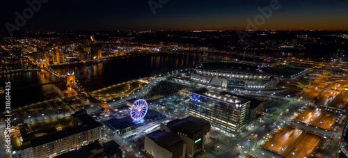Cincinnati Ohio night aerial photo
