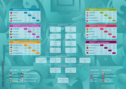 Match schedule, template for web, print, football results table, vector illustration