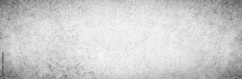 Fototapeta premium Panoramic grey paint limestone texture background in white light seam home wall paper. Back flat wide concrete stone table floor concept surreal granite quarry stucco surface grunge panorama landscape