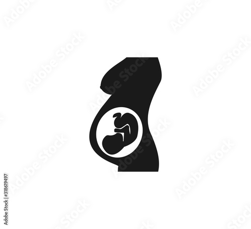 Woman Pregnant, silhouette icon. Vector illustration. Flat.