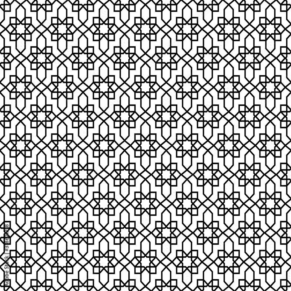 PrintSeamless Moroccan tile geometric background pattern black and white