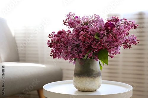 Wallpaper Mural Flower vases sitting inside of window - blooming shrubbery and spring scenery outside of window. Torontodigital.ca