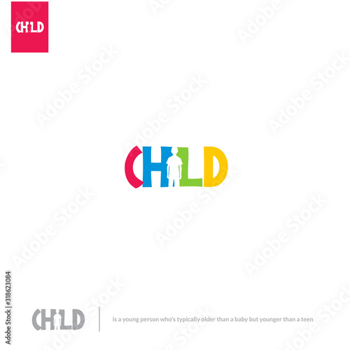 Child on the "negative space", and replacing letter "i".