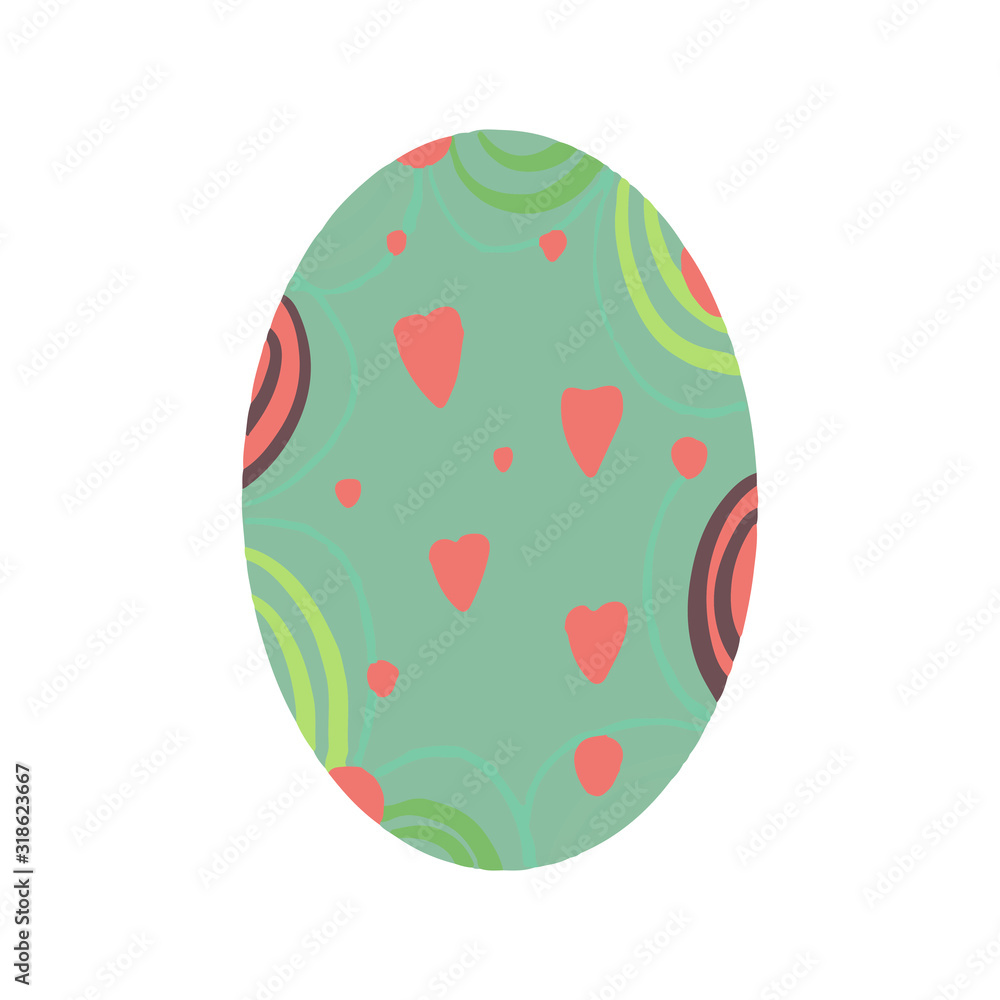 Easter egg with a pattern on isolated white background. Delicate, cute color palette. Happy easter. Greeting card design element and more. Digital hand drawing illustration. Stock vector illustration Easter egg with a pattern on isolated white background. Delicate, cute color palette. Happy easter. Greeting card design element and more. Digital hand drawing illustration. Stock vector illustration