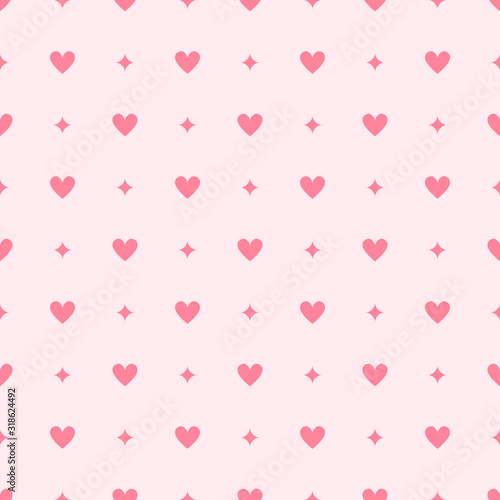 Heart pattern with diamonds. Seamless vector background