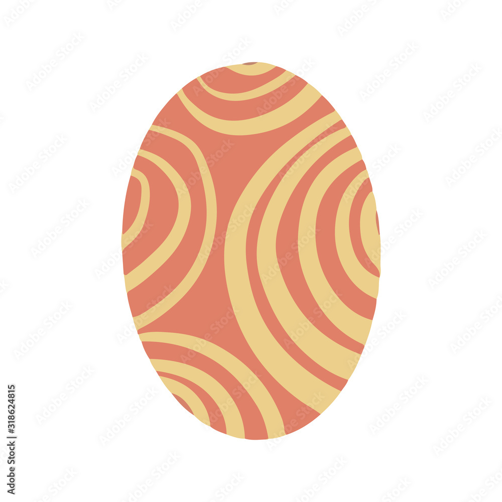 Fototapeta premium Easter egg with a pattern on isolated white background. Delicate, cute color palette. Happy easter. Greeting card design element and more. Digital hand drawing illustration. Stock vector illustration