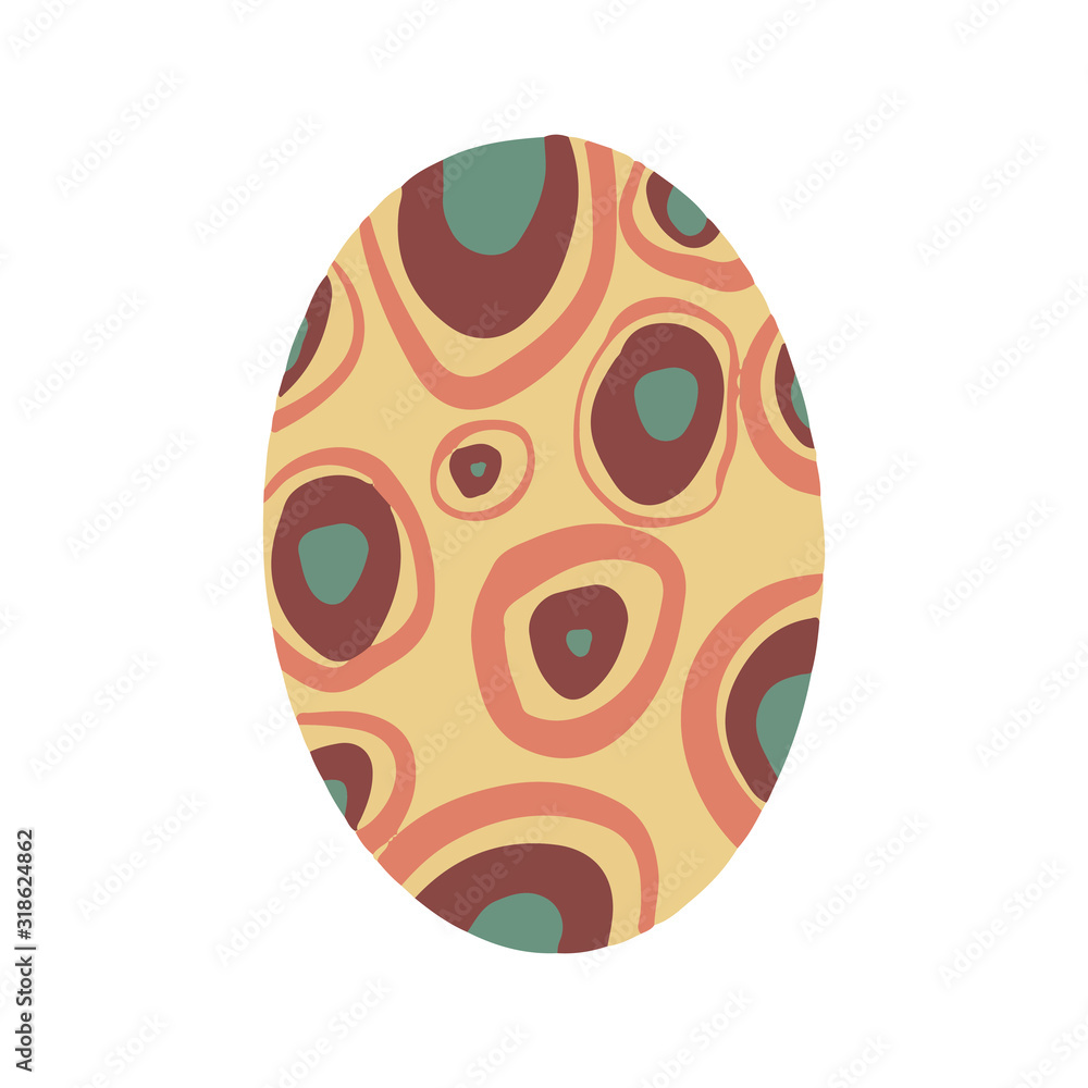 Fototapeta premium Easter egg with a pattern on isolated white background. Delicate, cute color palette. Happy easter. Greeting card design element and more. Digital hand drawing illustration. Stock vector illustration