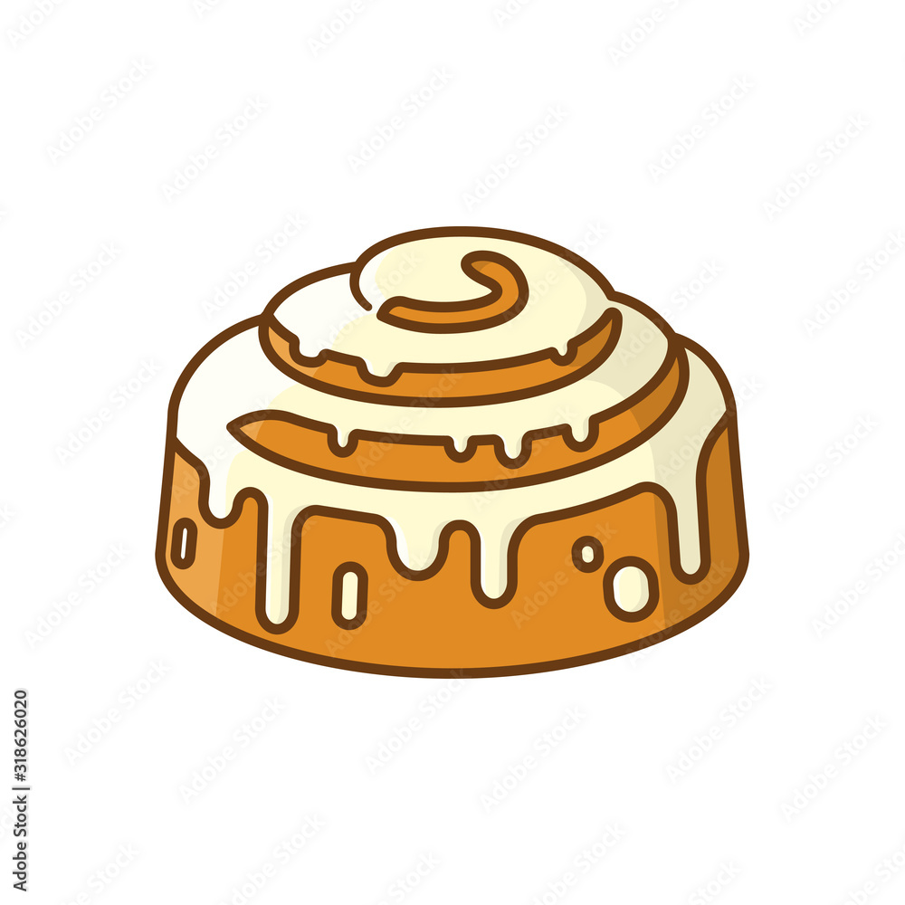 Sticky bun isolated vector illustration Sticky bun isolated vector illustration