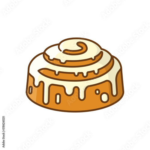 Sticky bun isolated vector illustration