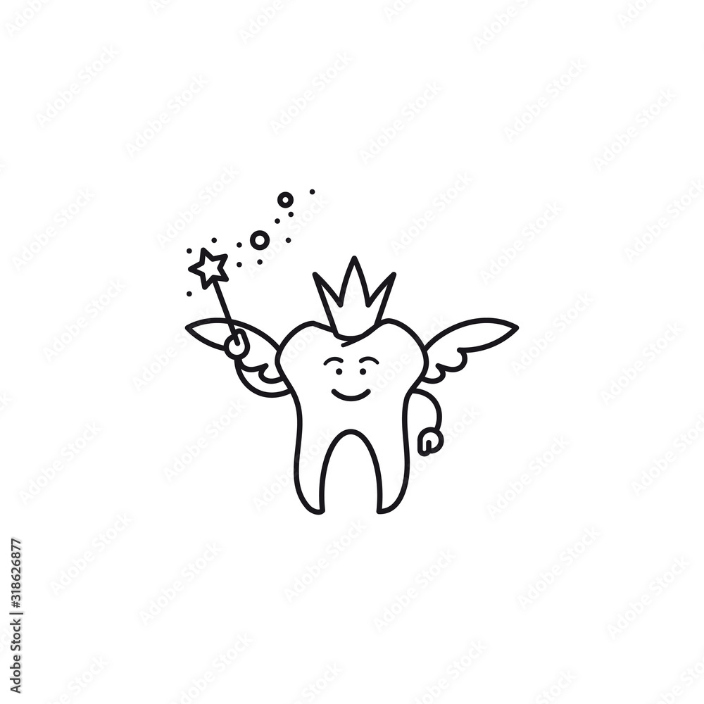 tooth fairy vector outline icon Stock Vector Adobe Stock
