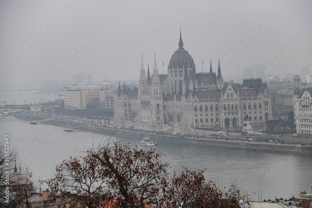 Obraz premium close view of the hungarian parliament