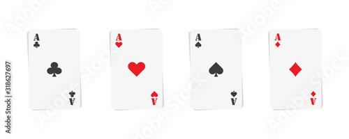 aces cards, poker game in flat style, vector