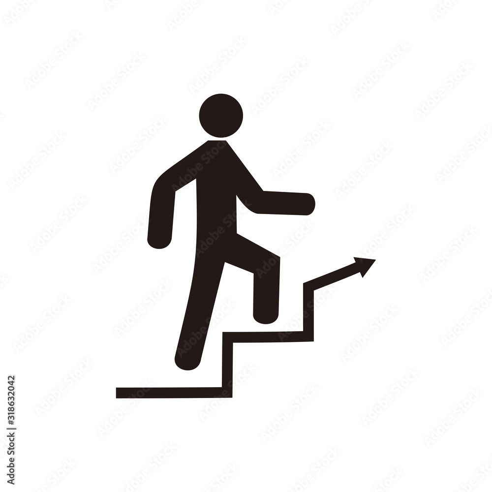 Man climbing stairs vector icon symbol Man climbing stairs vector icon symbol