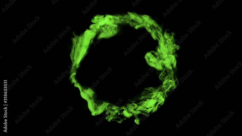 slow motion and explode of green smoke circle on black background slow motion and explode of green smoke circle on black background