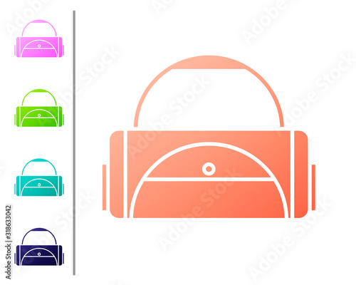 Coral Sport bag icon isolated on white background. Set color icons. Vector Illustration
