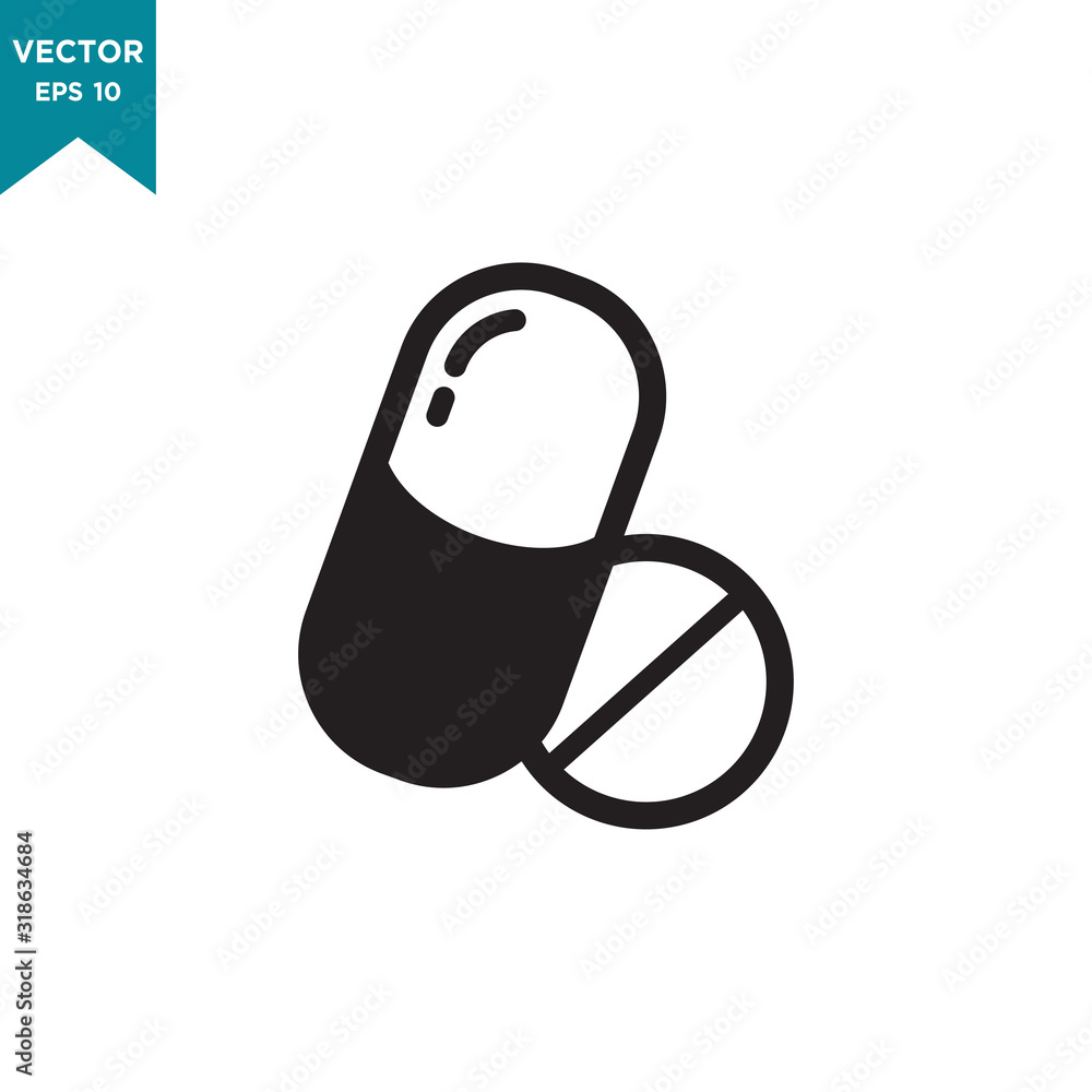 capsule vector icon in trendy flat style. medicine icon capsule vector icon in trendy flat style. medicine icon