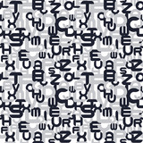 Abstract vector seamless pattern with mosaic latin letters. Endless creative unusual background. Stylish monochrome design