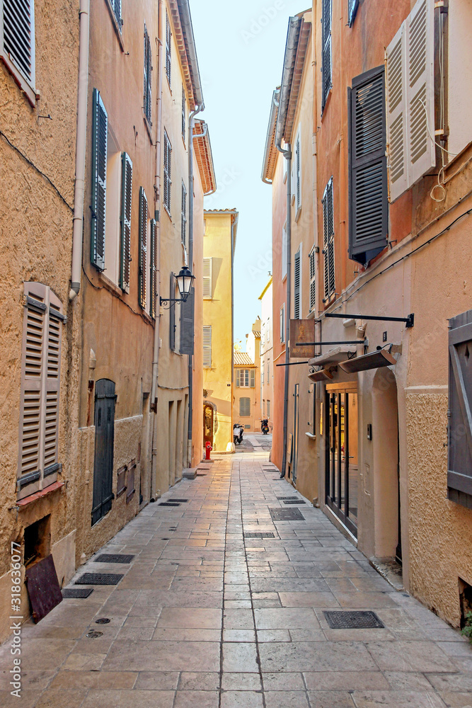 cityscape with old buildings at old town in Saint tropez