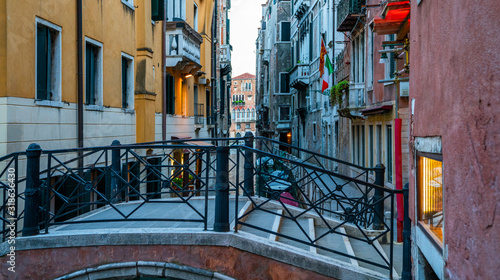 Colorful old houses in the streets of Venice. Architecture and landmarks of Venice. Historic houses in Venice. © eskstock