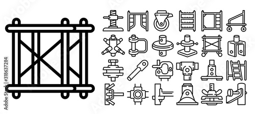 Scaffolding icons set. Outline set of scaffolding vector icons for web design isolated on white background