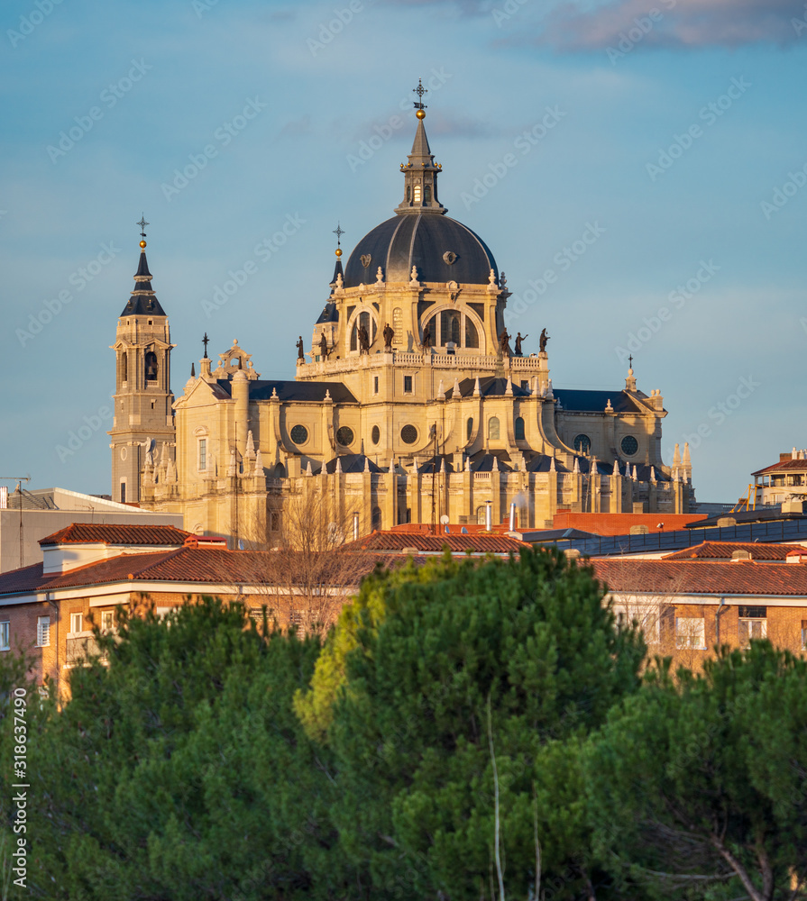 Catedral de la Almudena long shot over Madrid