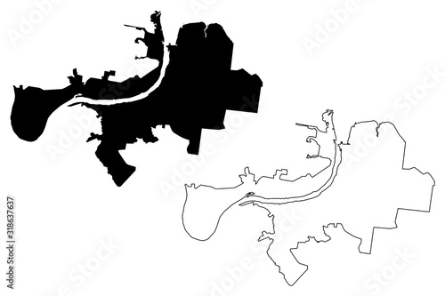Perm City (Russian Federation, Russia) map vector illustration, scribble sketch City of Perm (Molotov) map