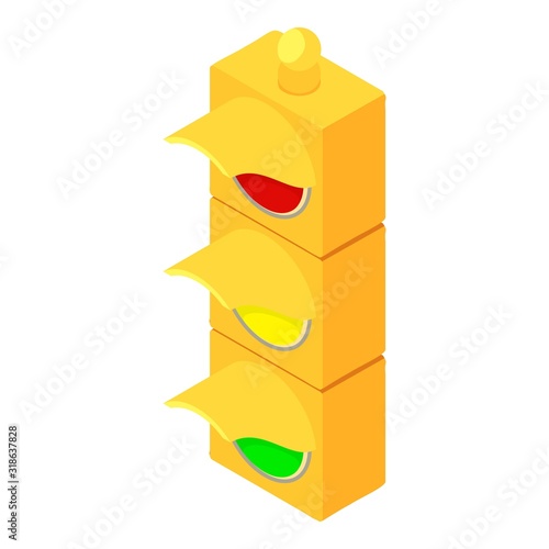 Yellow traffic lights icon. Isometric of yellow traffic lights vector icon for web design isolated on white background