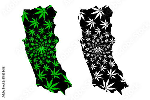 Western Province (Democratic Socialist Republic of Sri Lanka, Ceylon) map is designed cannabis leaf green and black, Western map made of marijuana (marihuana,THC) foliage.... photo