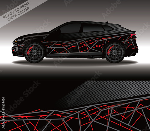 Car wrap decal design vector, custom livery race rally car vehicle sticker and tinting.