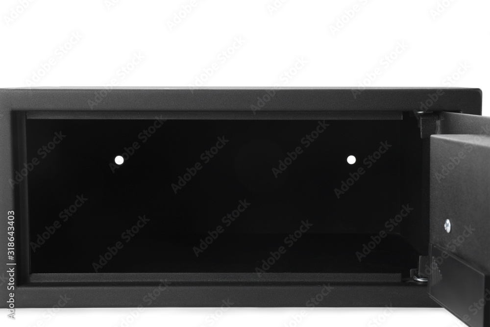 Obraz premium Empty black steel safe isolated on white