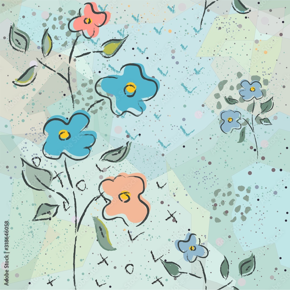 Naklejka premium Floral Seamless Pattern