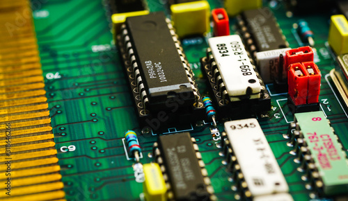 Closeup on electronic board and Electronic device,background
