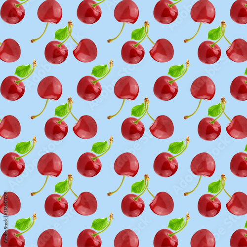 Pattern of fresh ripe fruit isolated on soft pink color texture
