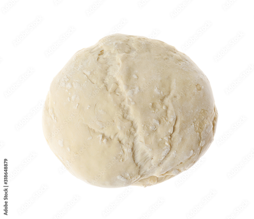 Tasty dough for pastries isolated on white, top view