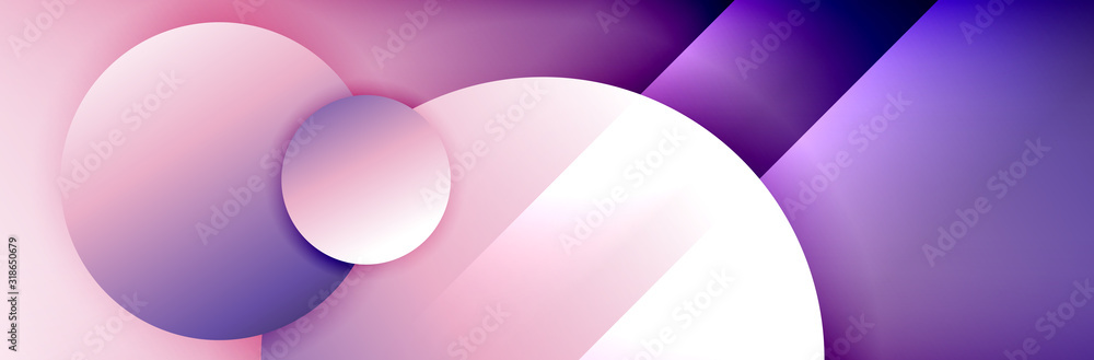 Dynamic trendy geometrical abstract background. Circles, round shapes 3d shadow effects and fluid gradients. Modern overlapping round forms Dynamic trendy geometrical abstract background. Circles, round shapes 3d shadow effects and fluid gradients. Modern overlapping round forms